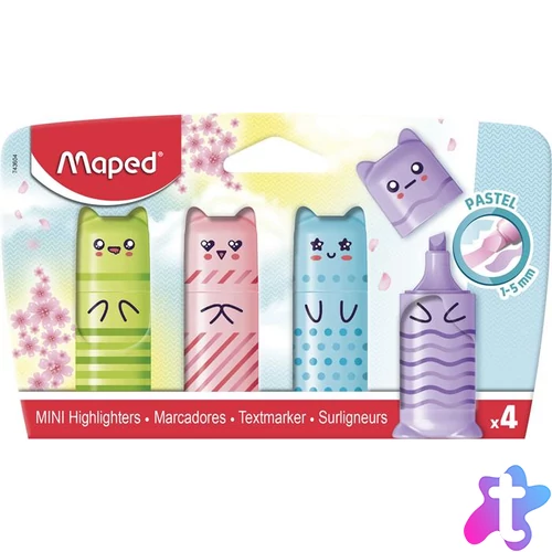 Szövegkiemelő készlet, 1-5 mm, MAPED "Mini Pastel", 4 különböző pasztell szín