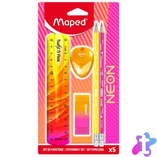 Írószer készlet, 5 darabos, MAPED "Neon"