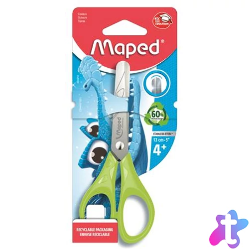 Olló, iskolai, 13 cm, MAPED "Essentials Pulse", vegyes színek