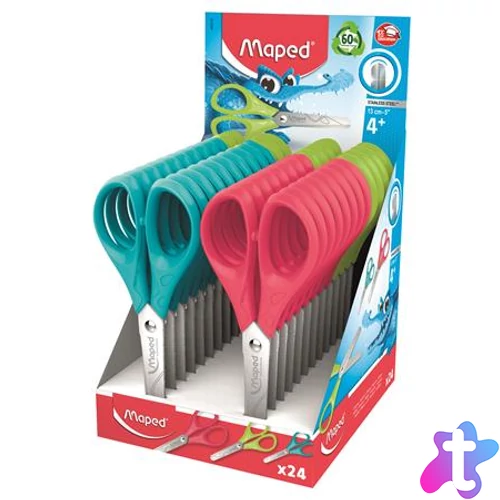Olló display, iskolai, 13 cm, MAPED "Essentials Pulse", vegyes színek