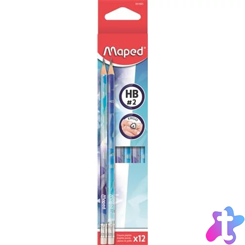 Grafitceruza radírral, HB, háromszögletű, MAPED "Arctic jégvilág"