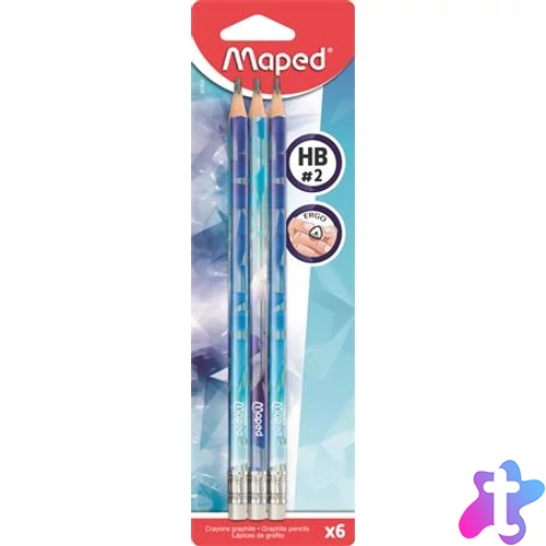 Grafitceruza radírral, HB, háromszögletű, MAPED "Arctic jégvilág", 6 db