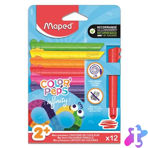 Színes ceruza készlet, háromszögletű, MAPED „Color`Peps Infinity Kidy”, 12 különböző szín