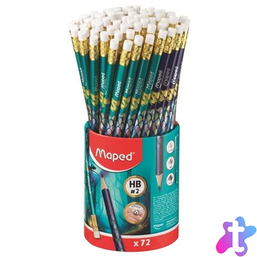Grafitceruza radírral, ceruzatartó, HB, háromszögletű, MAPED "Dragon sárkány", 72 db