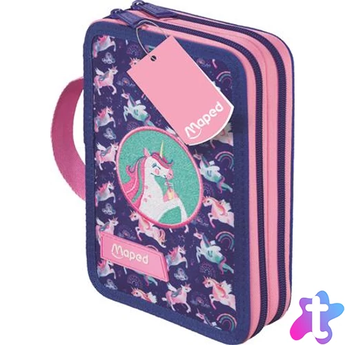 Tolltartó, töltött, 2 emeletes, cipzáras, MAPED, unikornis