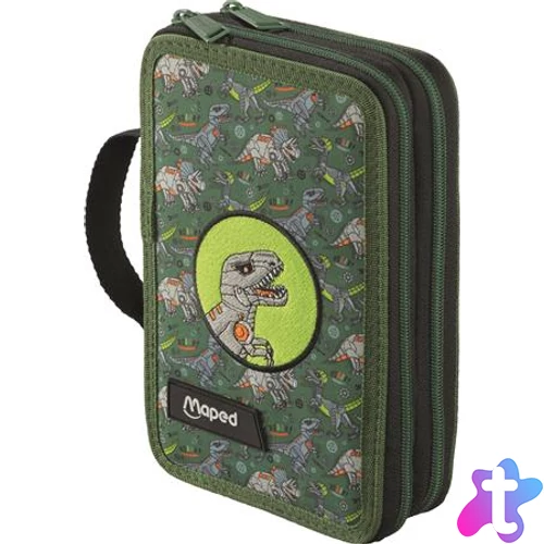 Tolltartó, töltött, 2 emeletes, cipzáras, MAPED, dinoszaurusz