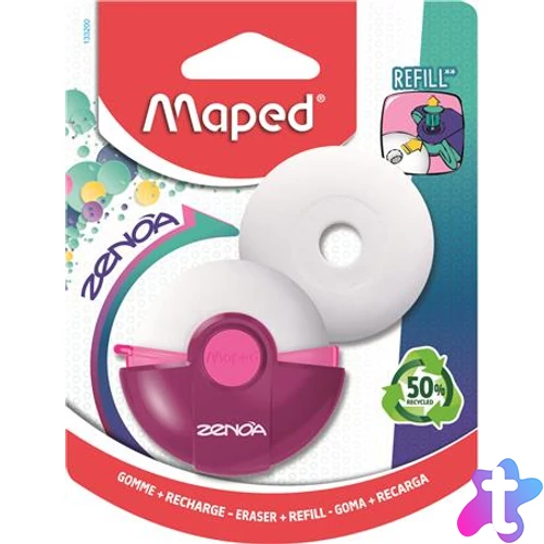 Radír, műanyag tokos, utántöltővel, MAPED "Zenoa", vegyes színek