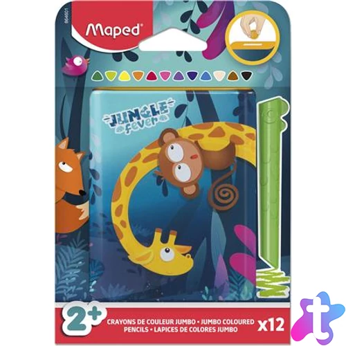 Színes ceruza készlet, fém perselyben, MAPED „Jungle Fever Infinity Kidy”, 12 különböző szín