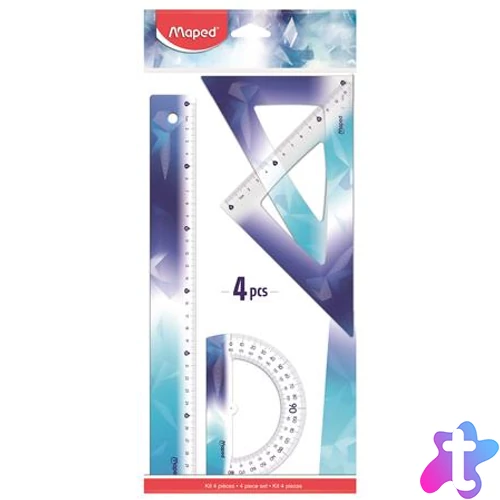 Vonalzókészlet, műanyag, törhetetlen, 4 darabos, MAPED „Arctic jégvilág”