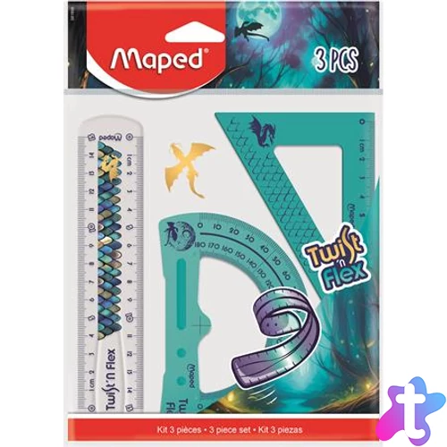 Vonalzókészlet, műanyag, törhetetlen, 3 darabos, MAPED „Dragon sárkány”