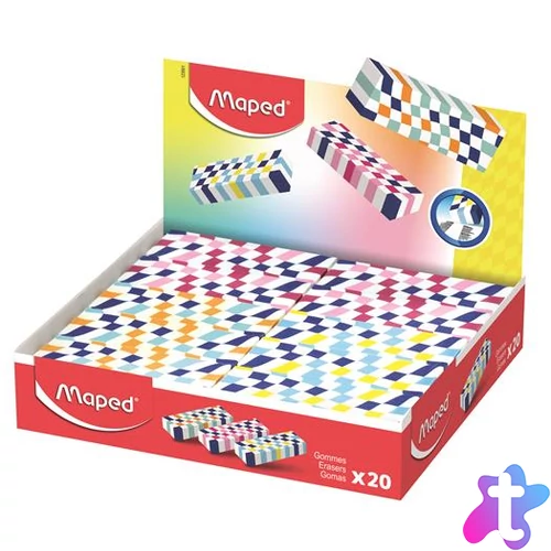 Radír display, kockamintás, MAPED „Checkerboards”, vegyes minták