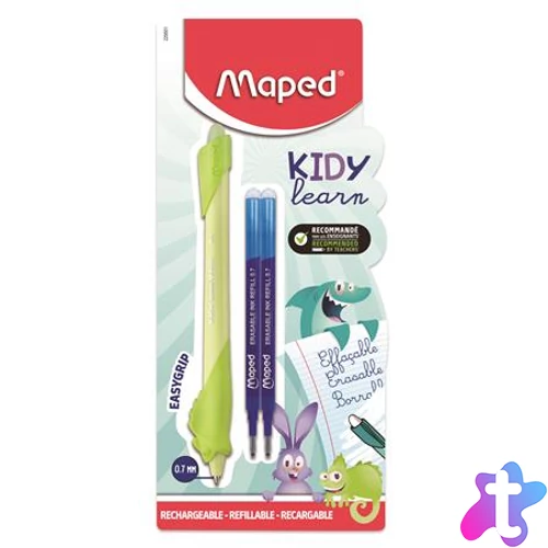 Írástanuló rollertoll, utántöltővel, 0,7 mm, radírozható, MAPED "KIDY Learn MAGIC", vegyes minták