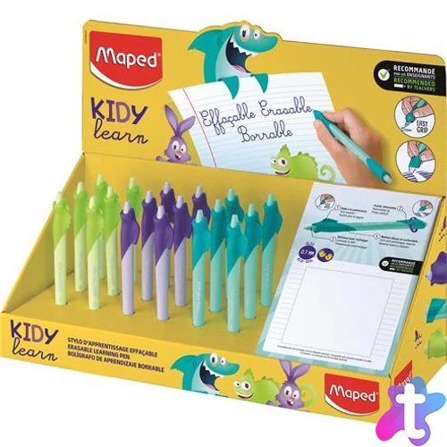 Írástanuló rollertoll display, 0,7 mm, radírozható, MAPED "KIDY Learn MAGIC", vegyes színek
