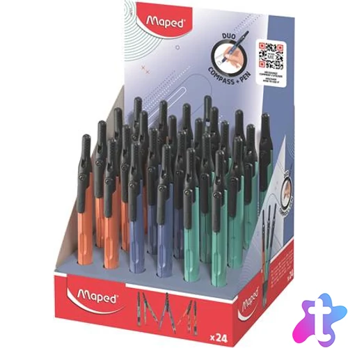 Körző display, heggyel, 2in1, ceruzává alakítható, MAPED „Compass Pen”, vegyes színek
