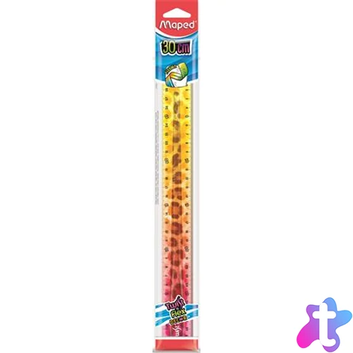 Vonalzó, műanyag, törhetetlen, 30 cm, MAPED "Twist`n Flex Decor Animals", vegyes színek