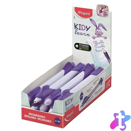 Írástanuló rollertoll, 0,7 mm, radírozható, MAPED "KIDY Learn MAGIC", nyuszi, lila, 12 db
