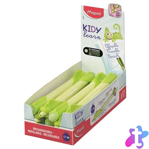 Írástanuló rollertoll, 0,7 mm, radírozható, MAPED "KIDY Learn MAGIC", kaméleon, zöld, 12 db