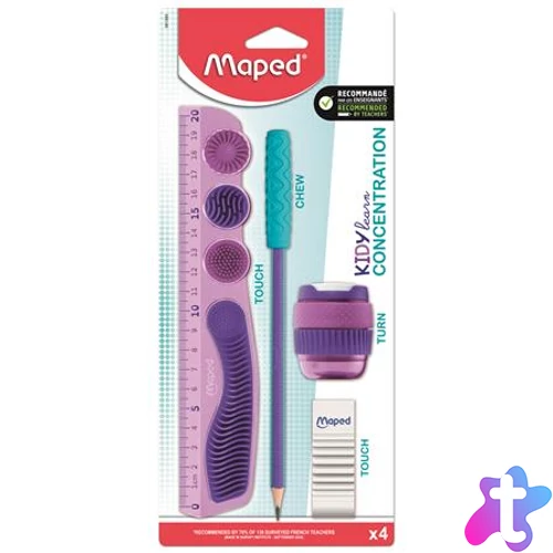 Írószer készlet, 4 darabos, MAPED "Kidy Learn Concentration", lila