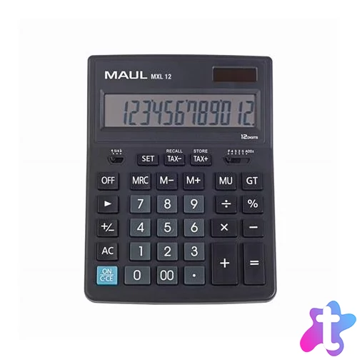 Számológép, asztali, 12 számjegy, MAUL "MXL 12", fekete