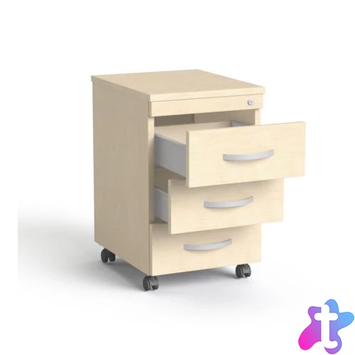 Görgős konténer, 3 fiókos, MAYAH "Freedom SV-18", juhar