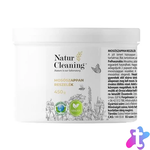 Mosószappan reszelék, illat- és allergénmentes, 450 g, NATURCLEANING