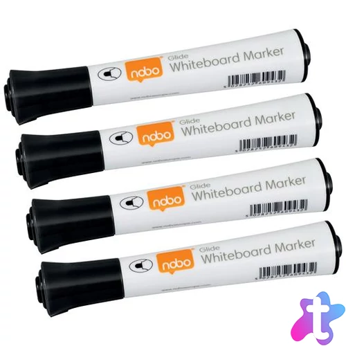 Táblamarker, kúpos hegyű, 2 mm, 10 db, NOBO "Glide", fekete