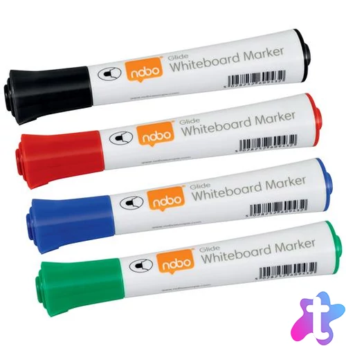 Táblamarker, kúpos hegyű, 2 mm, 10 db, NOBO "Glide", vegyes