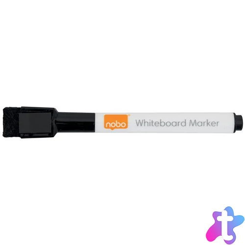 Táblamarker, kúpos hegyű, 2 mm, mágneses kupakkal, NOBO, fekete