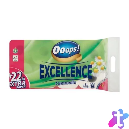 Toalettpapír, 3 rétegű, kistekercses, 16 tekercs, OOOPS "Excellence", kamilla