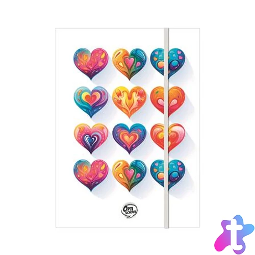 Gumis mappa, karton, A4, OPTISCHOOL "Love"