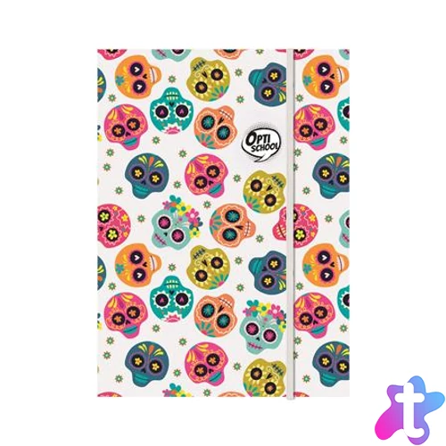 Gumis mappa, karton, A4, OPTISCHOOL "Skull"
