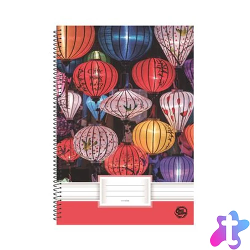 Spirálfüzet, A4, vonalas, 70 lap, OPTISCHOOL, "Lampion"