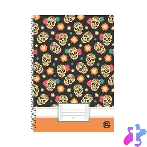 Spirálfüzet, A4, sima, 70 lap, OPTISCHOOL, "Skull"