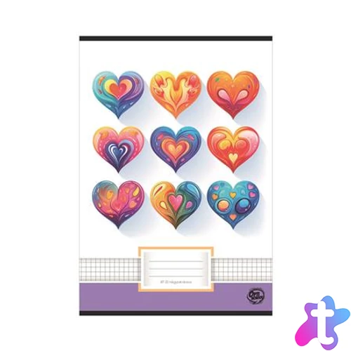 Füzet, tűzött, A4, kockás, 32 lap, OPTISCHOOL, A4 "87-32", "Love"