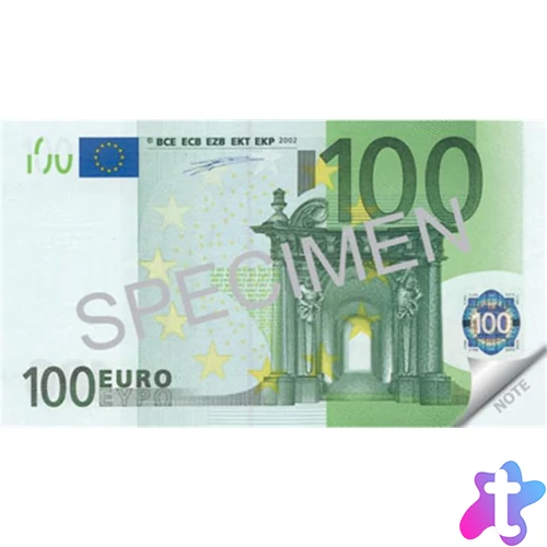 Jegyzettömb, 70 lap, 110x61,5 mm, PANTA PLAST "100 Euro"