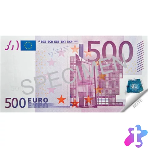 Jegyzettömb, 70 lap, 120x61,5 mm, PANTA PLAST "500 Euro"