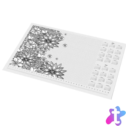 Könyökalátét, A3, 410x297 mm, színezhető, 2026/27, PANTA PLAST, "virágos"