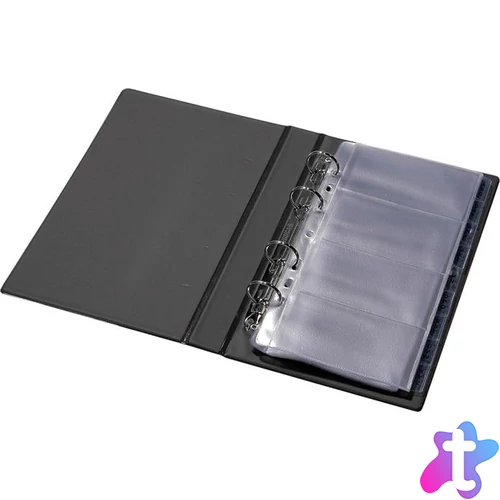 Névjegytartó, 200 db-os, gyűrűs, PANTA PLAST, fekete