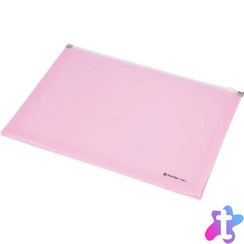 Irattartó tasak, A4, PP, cipzáras, talpas, PANTA PLAST, pasztell rózsaszín