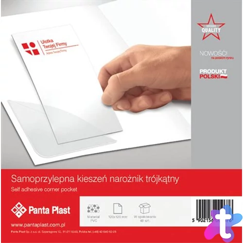 Sarokzseb, 120x120 mm, öntapadó, PANTA PLAST