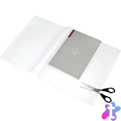 Füzet- és könyvborító, áttetsző, fényes felület, állítható széllel, öntapadó csíkkal 550x310 mm, PP, PANTA PLAST