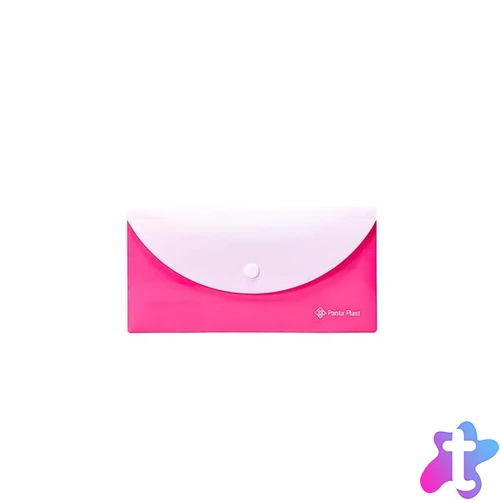 Irattartó tasak, 250x140 mm, PP, patentos, két zsebes, PANTA PLAST, neon pink