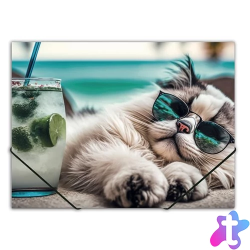 Gumis mappa, 15 mm, PP, A4, PANTA PLAST "Chillout cat"