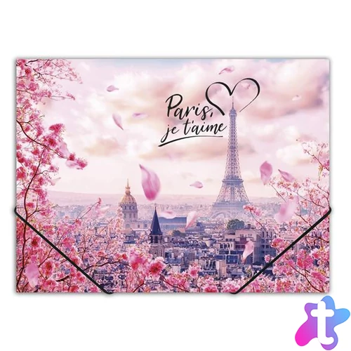 Gumis mappa, 15 mm, PP, A4, PANTA PLAST "Take me to Paris"