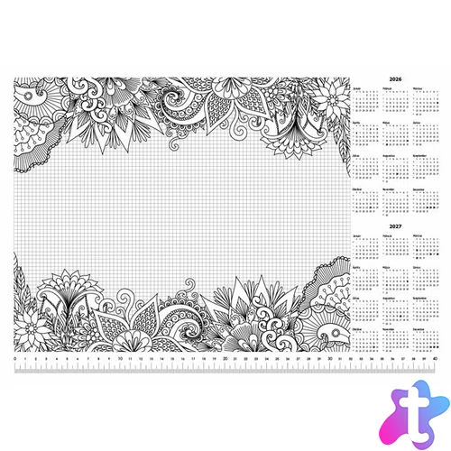 Könyökalátét, A3, 410x297 mm, színezhető, 2025/26, PANTA PLAST, "virágos"