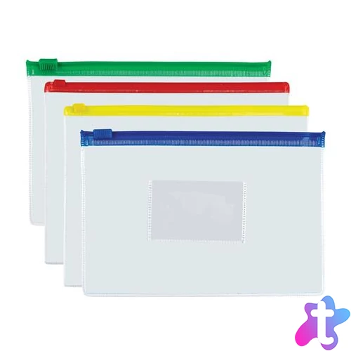 Irattartó tasak, A5, PP, cipzáras, 140 mikron, PANTA PLAST, vegyes színek