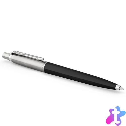Golyóstoll, 0,7 mm, ezüst színű klip, fekete tolltest, PARKER "Royal Jotter Originals", kék