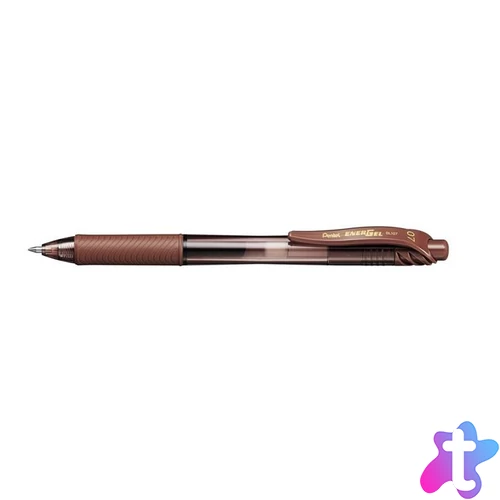 Zseléstoll, 0,35 mm, nyomógombos, PENTEL "EnerGelX BL107", barna