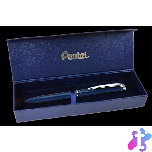 Zseléstoll, 0,35 mm, rotációs, diplomatakék tolltest, PENTEL "EnerGel BL-2007" fekete, ajándék kék betéttel