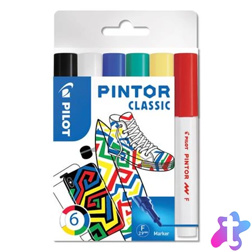 Dekormarker készlet, 1 mm, PILOT "Pintor F" 6 különböző klasszikus szín